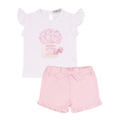 Everything Must Change (EMC) Baby Girl White and Pink Jersey Short and T-shirt Set